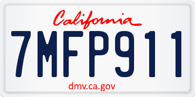 CA license plate 7MFP911