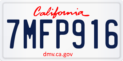 CA license plate 7MFP916