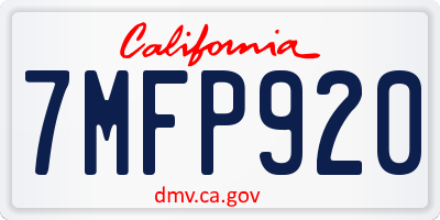 CA license plate 7MFP920