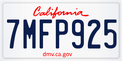 CA license plate 7MFP925