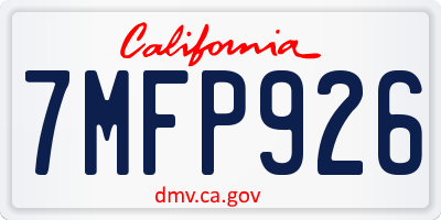 CA license plate 7MFP926
