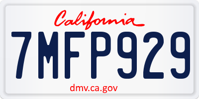 CA license plate 7MFP929