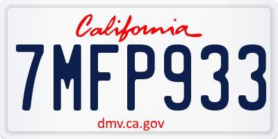 CA license plate 7MFP933