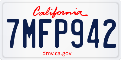 CA license plate 7MFP942