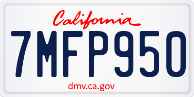 CA license plate 7MFP950