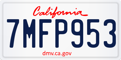 CA license plate 7MFP953