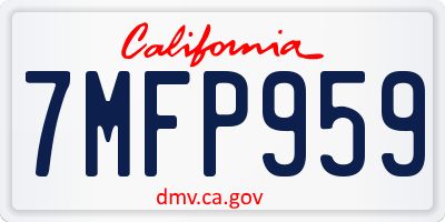 CA license plate 7MFP959