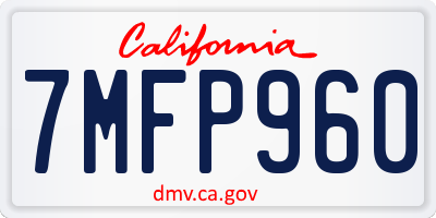 CA license plate 7MFP960