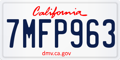 CA license plate 7MFP963