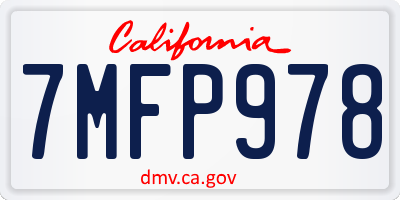 CA license plate 7MFP978