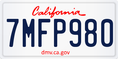 CA license plate 7MFP980