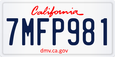 CA license plate 7MFP981