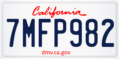 CA license plate 7MFP982