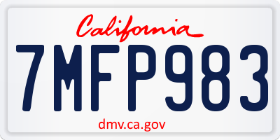 CA license plate 7MFP983
