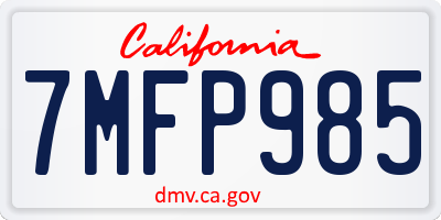 CA license plate 7MFP985