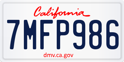 CA license plate 7MFP986