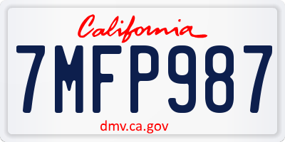 CA license plate 7MFP987