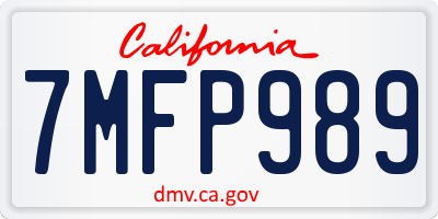 CA license plate 7MFP989