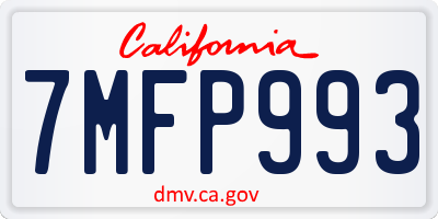 CA license plate 7MFP993