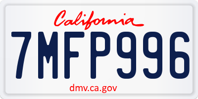 CA license plate 7MFP996