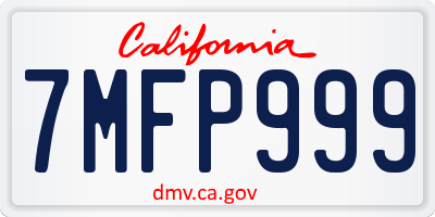 CA license plate 7MFP999