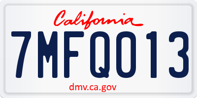 CA license plate 7MFQ013