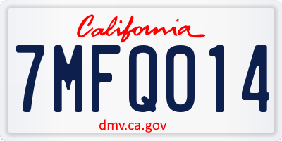CA license plate 7MFQ014