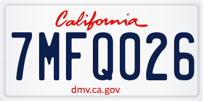CA license plate 7MFQ026