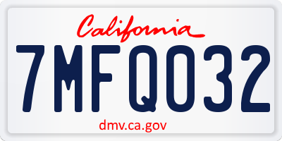 CA license plate 7MFQ032