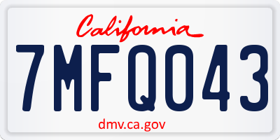 CA license plate 7MFQ043