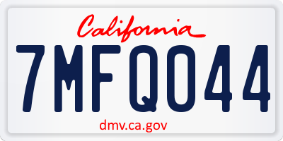 CA license plate 7MFQ044
