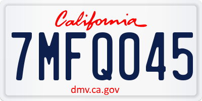 CA license plate 7MFQ045