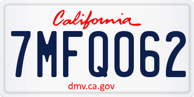 CA license plate 7MFQ062