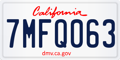 CA license plate 7MFQ063