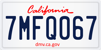CA license plate 7MFQ067