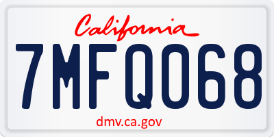 CA license plate 7MFQ068