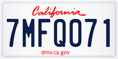 CA license plate 7MFQ071