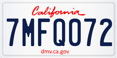 CA license plate 7MFQ072