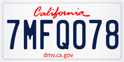 CA license plate 7MFQ078