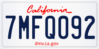 CA license plate 7MFQ092