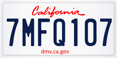 CA license plate 7MFQ107