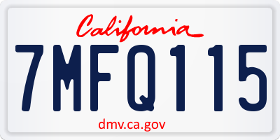 CA license plate 7MFQ115