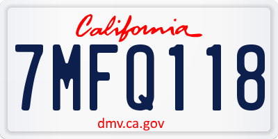 CA license plate 7MFQ118