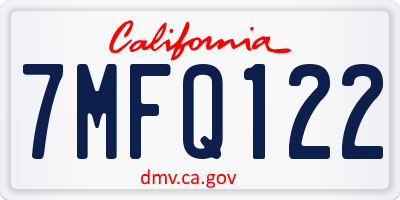 CA license plate 7MFQ122