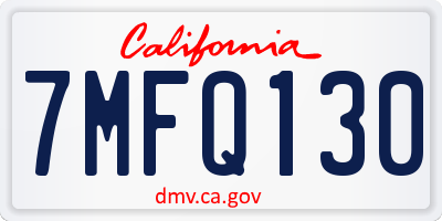 CA license plate 7MFQ130