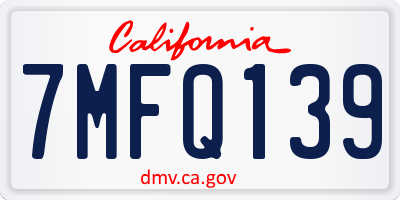 CA license plate 7MFQ139