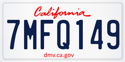 CA license plate 7MFQ149