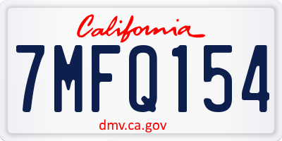CA license plate 7MFQ154