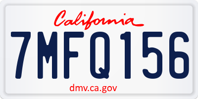 CA license plate 7MFQ156