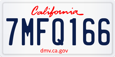 CA license plate 7MFQ166